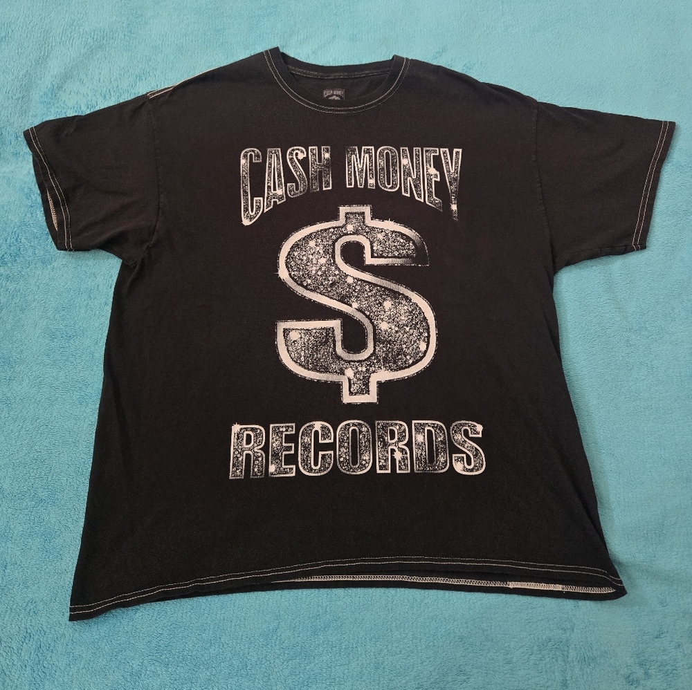 Vintage Cash Money Records Black and Silver Graphic T-shirt